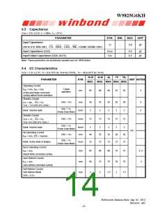 浏览型号W9825G6KH-6的Datasheet PDF文件第14页