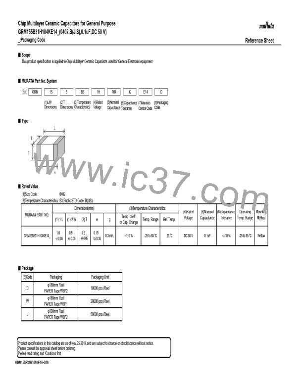 GRM155B31H104KE14J图片预览