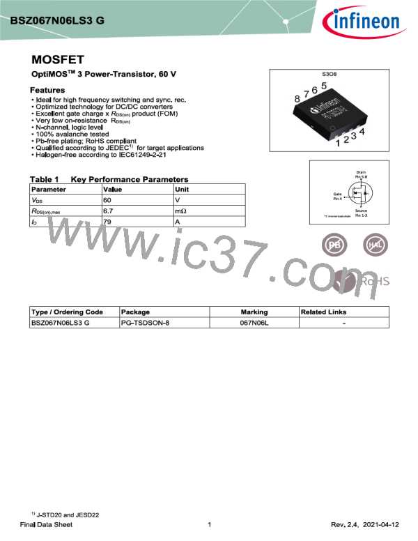 BSZ067N06LS3 G图片预览